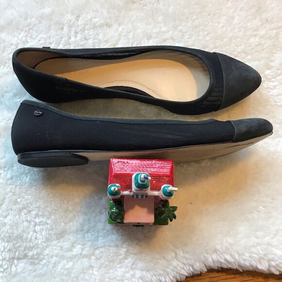 Calvin Klein 8 Erica Flat Leather Mesh Pointed Toe - Picture 5 of 8